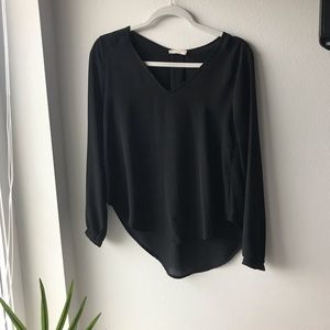 Lush Black Flowy Chiffon-Like Top